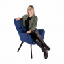 Dizájnos fotel, kék/fekete, FONDAR