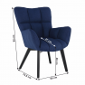Dizájnos fotel, kék/fekete, FONDAR