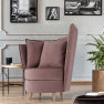 Fotel Art Deco stílusban, rózsaszín Kronos szövet/tölgy, ROUND NEW Fotel Art Deco stílusban, rózsaszín Kronos szövet/tölgy, ROUND NEW
