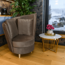 Fotel Art Deco stílusban, taupe barnásszürke Paros szövet/tölgy, ROUND NEW Fotel Art Deco stílusban, taupe barnásszürke Paros szövet/tölgy, ROUND NEW
