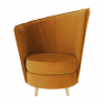 Fotel Art Deco stílusban, mustár színű Riviera szövet/tölgy, ROUND NEW