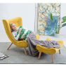 Fotel lábtartóval, sárga Velvet szövet/kaucsukfa, KIRILO
