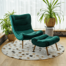Fotel lábtartóval, zöld Velvet szövet/kaucsukfa, KIRILO