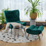 Fotel lábtartóval, zöld Velvet szövet/kaucsukfa, KIRILO