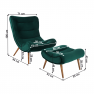 Fotel lábtartóval, zöld Velvet szövet/kaucsukfa, KIRILO