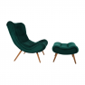 Fotel lábtartóval, zöld Velvet szövet/kaucsukfa, KIRILO