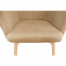 Fotel puffal, szövet bársony bézs/bükk, LAGER NEW