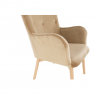 Fotel puffal, szövet bársony bézs/bükk, LAGER NEW