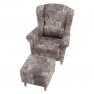 Füles fotel puffal, szövet vintage minta, ASTRID