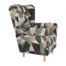 Füles fotel, szövet barna-zöld minta, CHARLOT