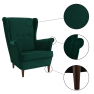 Füles fotel, zöld/dió, RUFINO