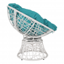 Forgó fotel párnával, fehér/petróleumkék, TRISS BIG Forgó fotel párnával, fehér/petróleumkék, TRISS BIG