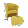Klub fotel puffal, mustár, ROSE Klub fotel puffal, mustár, ROSE