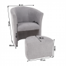 Klub fotel puffal, szürke, ROSE Klub fotel puffal, szürke, ROSE