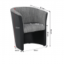 Klub fotel, fekete textilbőr/ szürke szövet, CUBA
