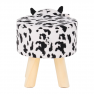 Puff kistehén alakban, Velvet anyag fehér/fekete/natúr, MOLLY