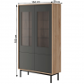 Vitrines szekrény, tölgy jaskson hickory/grafit, BERGEN BW104