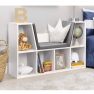 Gyerekkönyvtár ülőhellyel, fehér/szürke, FERIA