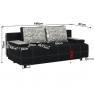 Kanapé ágyfunkcióval savana fekete/díszpárna minta, ELIZE