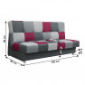 Kanapé, bordó színű anyag/szürke, ALABAMA