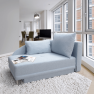 Kanapé ágyfunkcióval, világoskék anyag, jobbos kivitel, LAUREL
