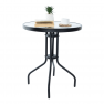Étkezőasztal, fekete acél/edzett üveg, átmérő 60 cm, BORGEN TYP 1