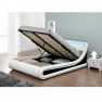 dupla ágy RGB LED világítással, fehér/fekete, 180x200, MANILA NEW