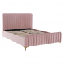 Ágy, rózsaszín/ króm arany matt, 140x200, KAISA