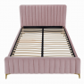 Ágy, rózsaszín/króm arany matt, 160x200, KAISA