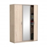 Háromajtós szekrény tükörrel, arizona tölgyfa/szürke, GRAPHIC Háromajtós szekrény tükörrel, arizona tölgyfa/szürke, GRAPHIC