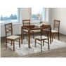 Étkező szett MDF dió/anyag bézs, BRISBO 1+4 Étkező szett MDF dió/anyag bézs, BRISBO 1+4