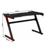 Gamer asztal/számítógépasztal, RGB LED világítással, fekete/piros, MACKENZIE 120cm