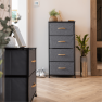 Komód szövet fiókokkal, fekete/sötétszürke, PALMERA TYP 2