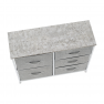 Komód szövet fiókokkal, szürke/fehér/világosszürke, ROSITA TYP 3