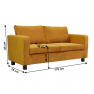 Teljesen kárpitozott heverő, 3-as ülés, mustár színű szövet, LUANA
