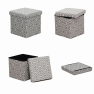 Összehajtható puff, szürke szövet/fehér minta, MARLO