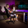 Irodai/gamer szék RGB LED világítással, fekete/fehér, JOVELA