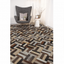 Luxus bőrszőnyeg, barna/fekete/bézs, patchwork, 200x300 , bőr TIP 2