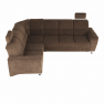 Kinyitható ülőgarnitúra, barna szövet, balos, SANTIAGO