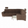 Kinyitható ülőgarnitúra, barna szövet, jobbos, SANTIAGO