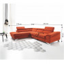 Kinyitható sarokülőgarnitúra, szövet Orinoco terakota, balos, LEGAS Kinyitható sarokülőgarnitúra, szövet Orinoco terakota, balos, LEGAS