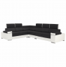 Sarokülőgarnitúra, fehér/fekete, jobbos, MARBELA