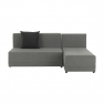 Sarokülőgarnitúra, J allású,  ágyfunkcióval, szövet szürke/ párnák fekete, MEXX