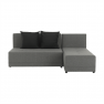 Sarokülőgarnitúra, J allású,  ágyfunkcióval, szövet szürke/ párnák fekete, MEXX NEW
