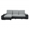 ülőgarnitúra, textilbőr fekete/szövet szürke, balos, LATE NEW