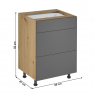 Alsó szekrény, artisan tölgy/szürke matt, PUSH UP, LANGEN D60S3 Alsó szekrény, artisan tölgy/szürke matt, PUSH UP, LANGEN D60S3