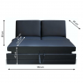 3-személyes kinyitható kanapé, textilbőr fekete, BITER 3 BB ZF
