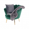 Fotel Art-deco stílusban, smaragd Velvet anyag/gold króm-arany, NOBLIN