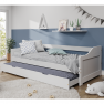 Ágy kihúzható pótággyal, fehér, tömörfa, 90x200, LAURA NEW