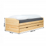 Ágy kihúzható pótágyakkal, természetes, tömörfa 90x200, FLOPY